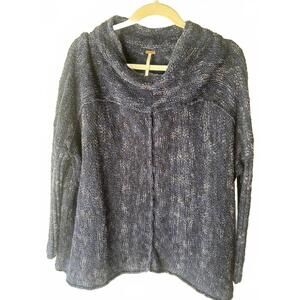 Free People Blue Knit Sweater with Cowl Neck